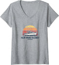 Womens New Port Richey FL Vintage Boating 70s Retro Boat Design V Neck Apparel Comfort Fit Best Seller Look