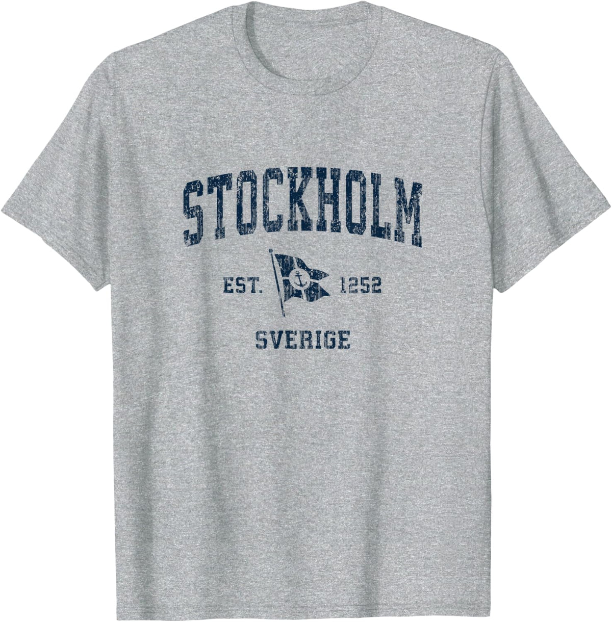 Stockholm Sweden Vintage Sports Navy Boat Anchor Flag Apparel Premium Print Gift Ready