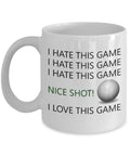 Golf Coffee Mug Funny Ceramic Gift for Golfers I Hate This Game I Love This Game Birthday Gift for Him or Her Graphic Tee – Aesthetic Look · Must-Have Style