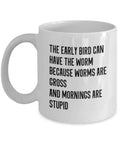 Funny Coffee Mug Not a Morning Person Sarcasm Gift Early Bird Worms Graphic Tee – Fan Favorite · High-Quality Print
