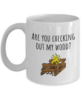Funny Camping Mug Camper Gift Idea Are You Checking Out My Wood Camping Humor Campfire Graphic Tee – Premium Graphic · Great Gift For Fans