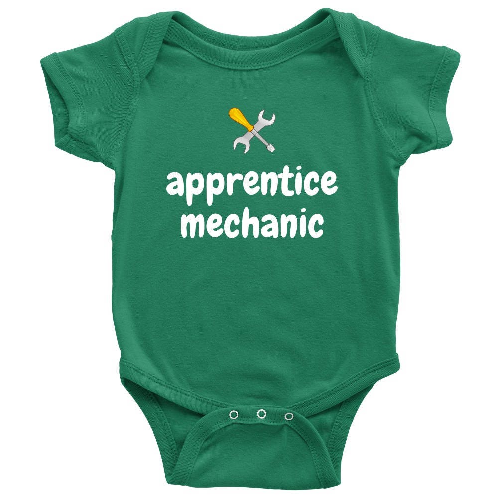 Cute Baby Onepiece Mechanic Baby Shirt Apprentice Mechanic Baby Shower Gift Idea Newborn Through 24 Months Sizes Graphic Tee – Premium Graphic · Top Pick For Any Outfit