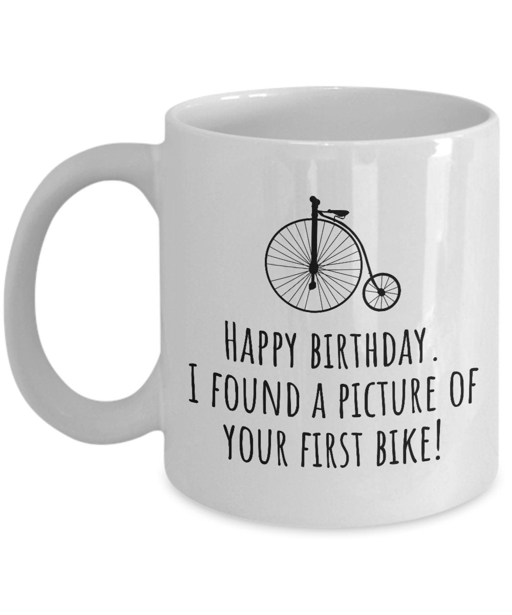 Funny Cyclist Gift Idea Cycling Birthday Present Bicycle Rider Mug Your First Bike Vintage Bicycle Graphic Tee – Easygoing Wear · High-Quality Print