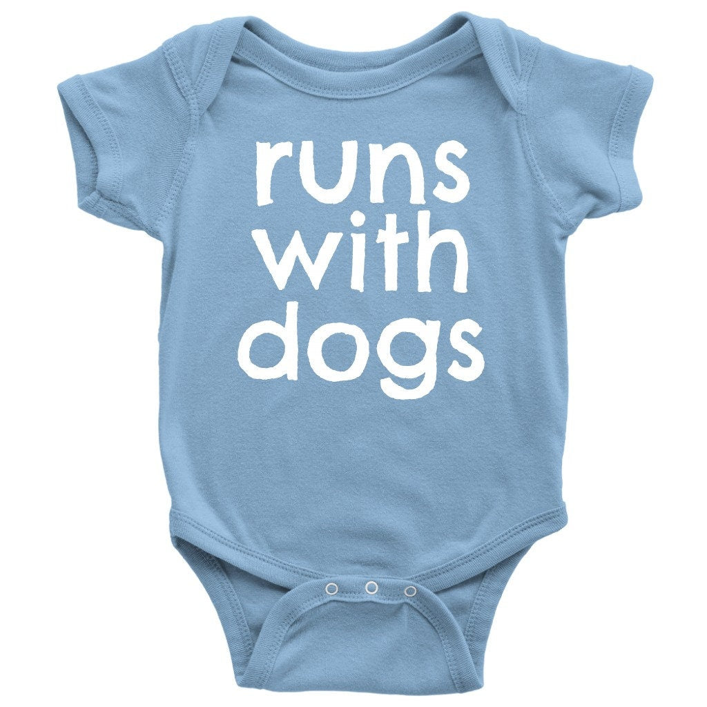 Dog Lover Baby Shirt Animal Rescuer Baby Onepiece Runs With Dogs Dog Adoption Many Sizes And Colors All Cotton Graphic Tee – Bold Style · Top Pick For Any Outfit
