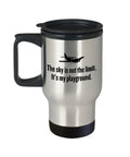 Funny Pilot Travel Mug Pilot Gift Idea Aviator Present The Sky Is Not The Limit Graphic Tee – Aesthetic Look · High-Quality Print