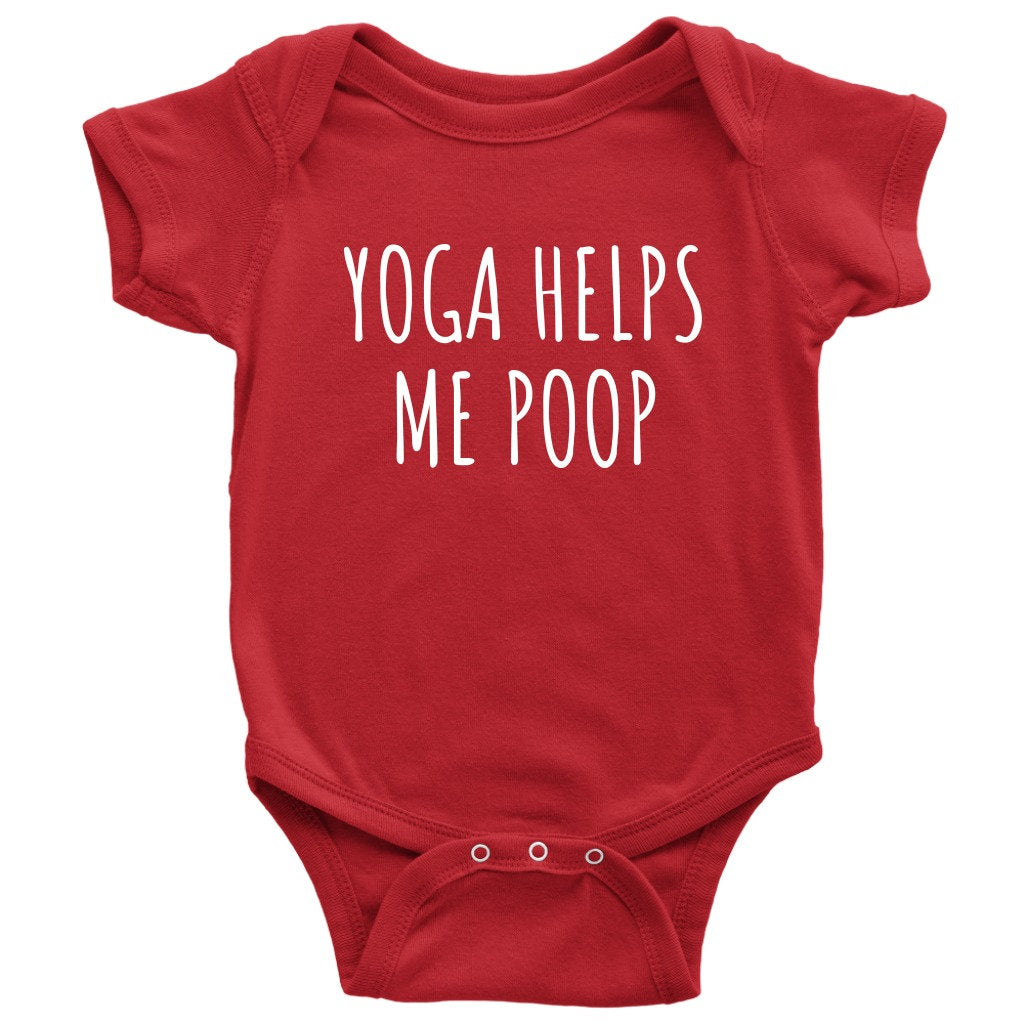 Funny Yoga Baby Onepiece Yoga Baby Bodysuit Yogi Yogini Baby Shirt Yoga Helps Me Poop Many Sizes And Colors Graphic Tee – Premium Graphic · Perfect For Daily Wear