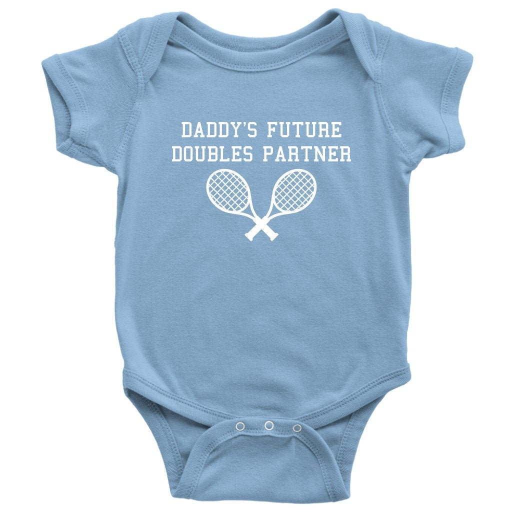 Cute Tennis Baby Onepiece Tennis Baby Bodysuit Daddy39s Future Doubles Partner Tennis Player Baby Gift Many Sizes And Colors Graphic Tee – Feel-Good Design · Trending Graphic Apparel