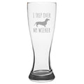 Funny Dachshund Beer Gift I Trip Over My Wiener Gift For Dachshund Owner Etched Beer Glass Pilsner Glass Graphic Tee – Fan Favorite · Trending Graphic Apparel