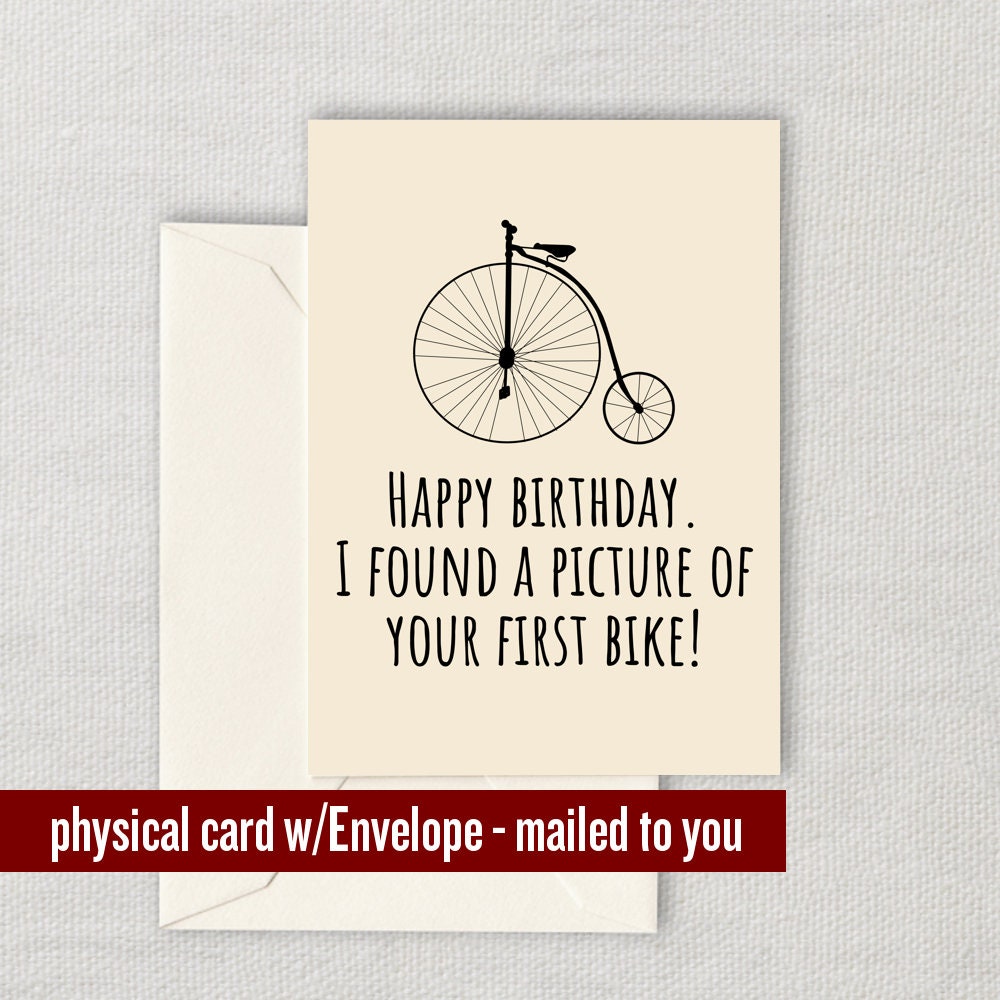 Cyclist Birthday Card Funny Bicycle Birthday Card Cycling Greeting Card Your First Bike Graphic Tee – Cozy Vibes · Great Gift For Fans