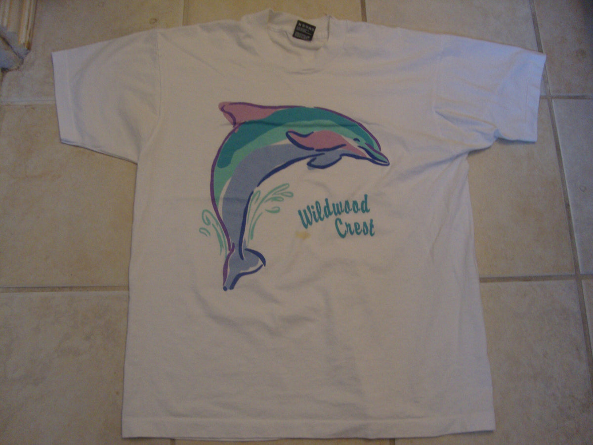 Vintage 8039s Wildwood Crest Dolphin White T Shirt Size L Graphic Tee – Bold Style · Trending Graphic Apparel