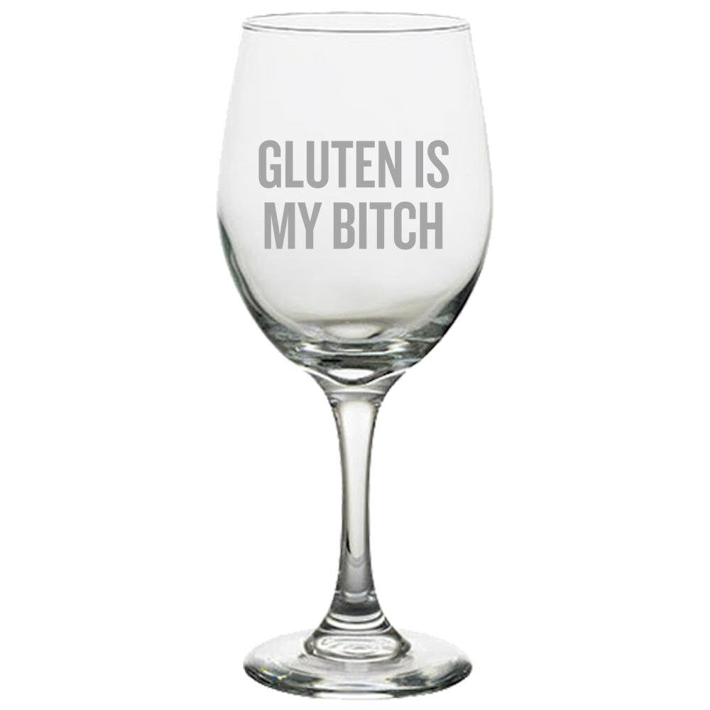 Funny Gluten Wine Glass Gluten Free Diet Gift Gluten Is My Bitch Celiac Awareness Anti Gluten Gift Graphic Tee – Everyday Comfort · Perfect For Daily Wear
