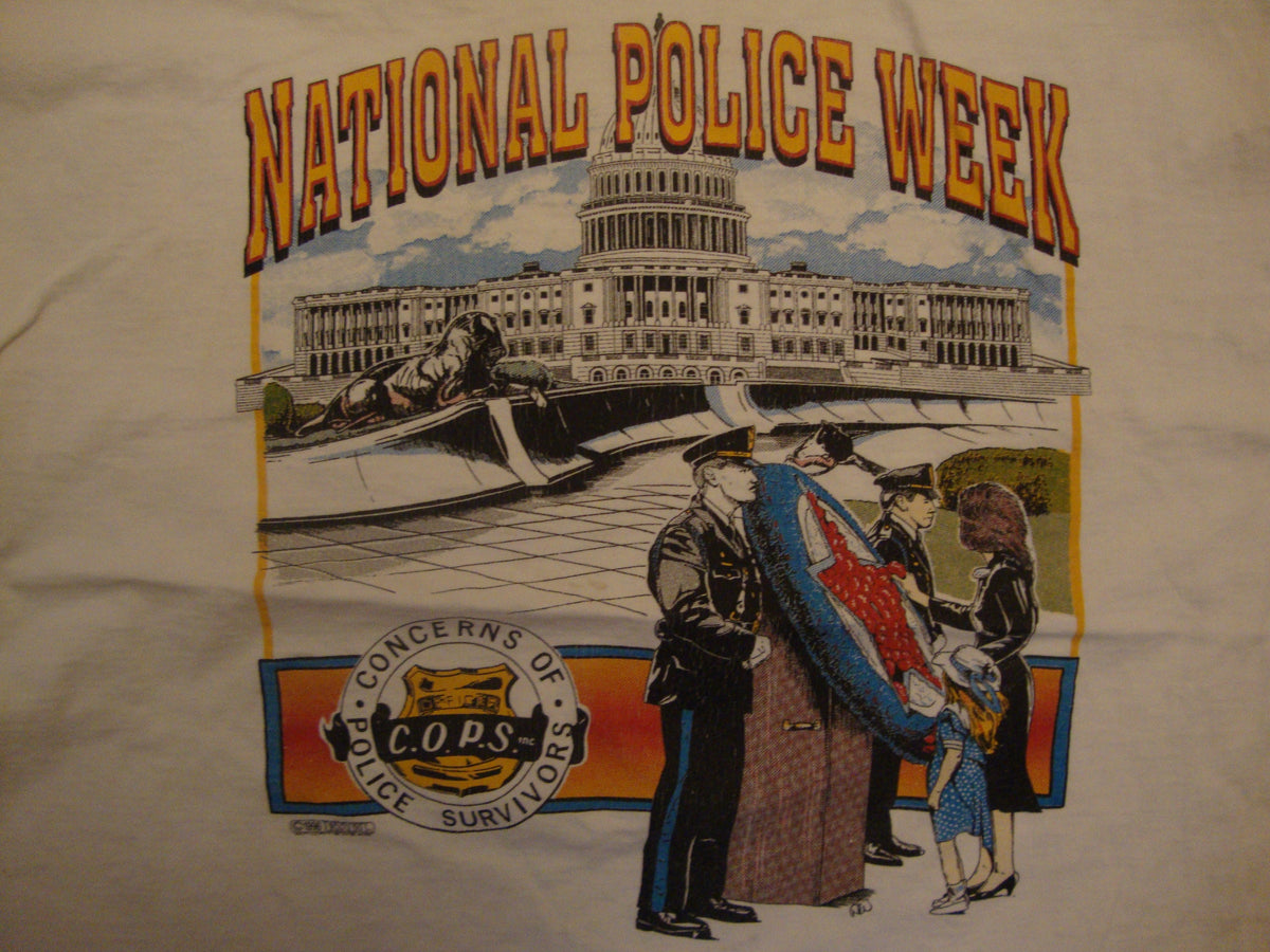 Vintage 9039s National Police Week Cops Patriotic American White T Shirt Size XL Graphic Tee – Easygoing Wear · Trending Graphic Apparel