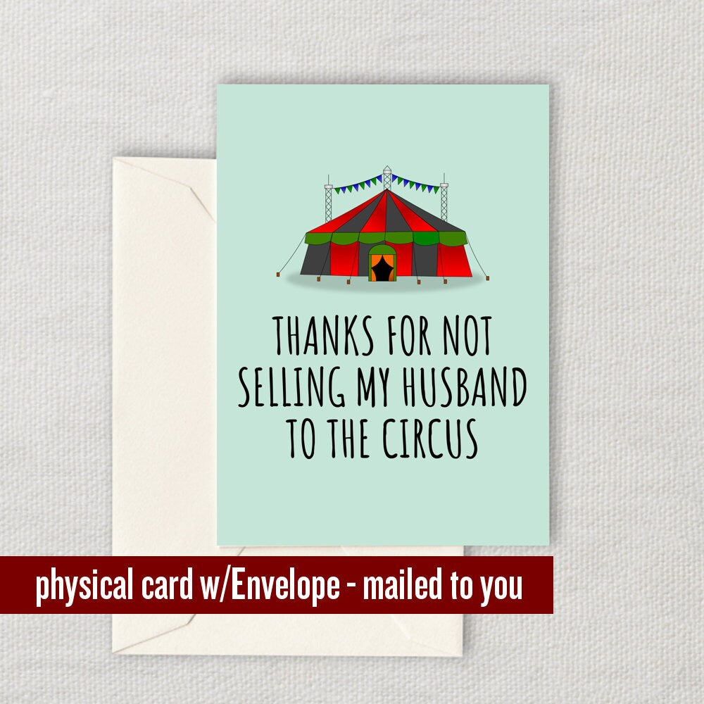 Funny MotherInLaw Card Mother In Law Card Mother39s Day Selling My Husband To The Circus Graphic Tee – Cozy Vibes · Perfect For Daily Wear