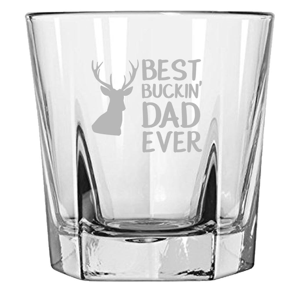 Funny Hunting Rocks Glass Gift for Dad Best Buckin39 Dad Ever Hunting Gift Whiskey Tumbler Graphic Tee – Warm & Stylish · Must-Have Style