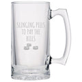 Funny Pharmacist Beer Mug Pharmacy Technician Gift Pharmacy Present Slinging Pills To Pay The Bills Beer Glass Graphic Tee – Premium Graphic · Great Gift For Fans