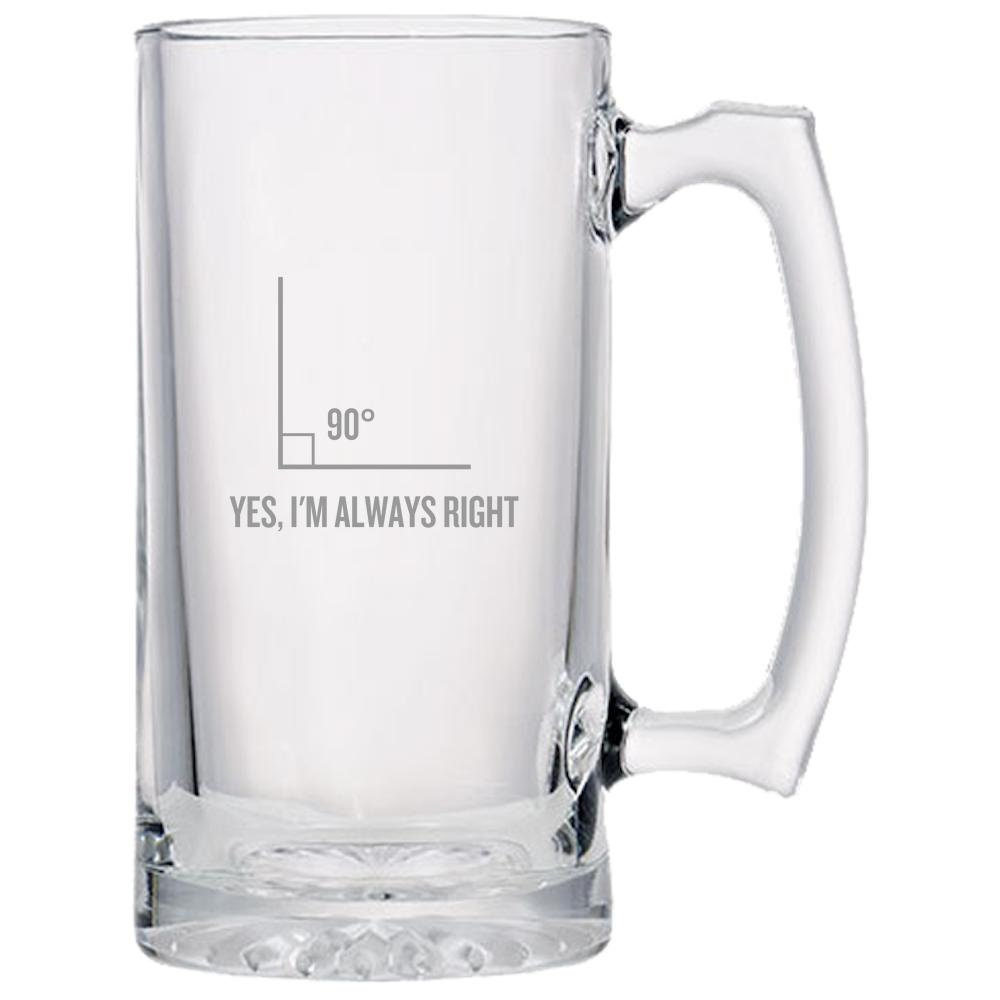 Funny Geometry Beer Mug Math Teacher Gift Funny Math Pun Yes I39m Always Right Beer Glass Graphic Tee – Warm & Stylish · Perfect For Daily Wear