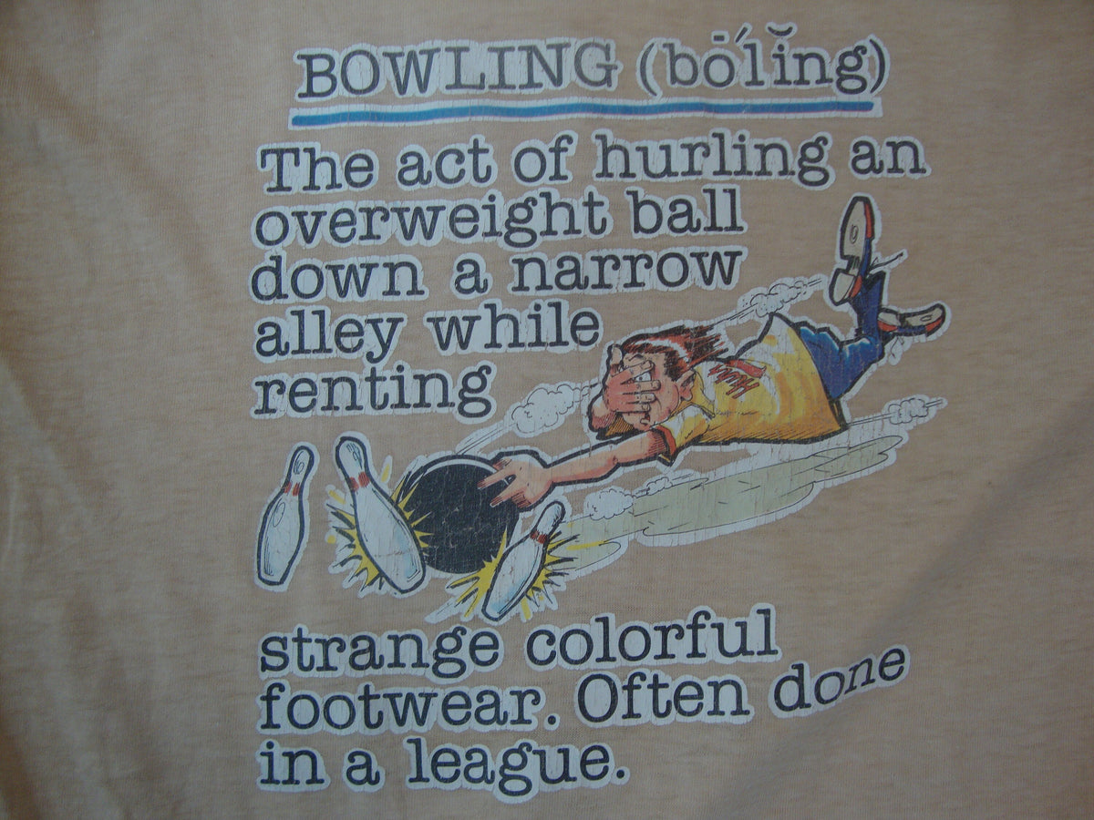 Vintage 8039s Bowling Definition Funny Yellow Paper Thin T Shirt Size XS Graphic Tee – Easygoing Wear · High-Quality Print