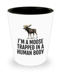 Funny Moose Gift Moose Shot Glass Moose Lover Present Moose Trapped In A Human Body Graphic Tee – Premium Graphic · Perfect For Daily Wear