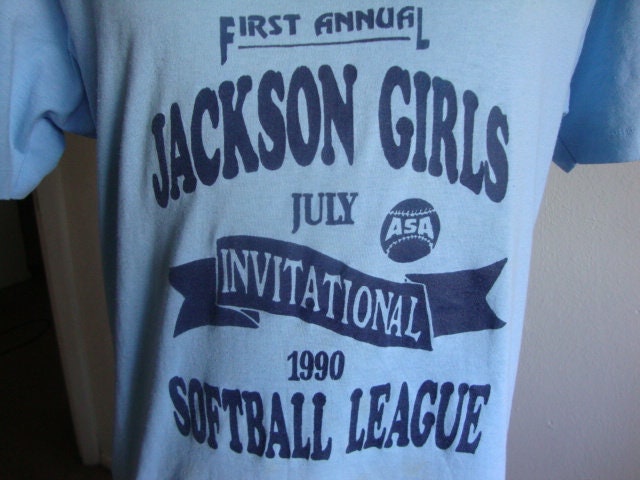 Vintage 9039s First Annual Jackson Girls July Invitational 1990 Softball League T Shirt Size M Graphic Tee – Feel-Good Design · Must-Have Style