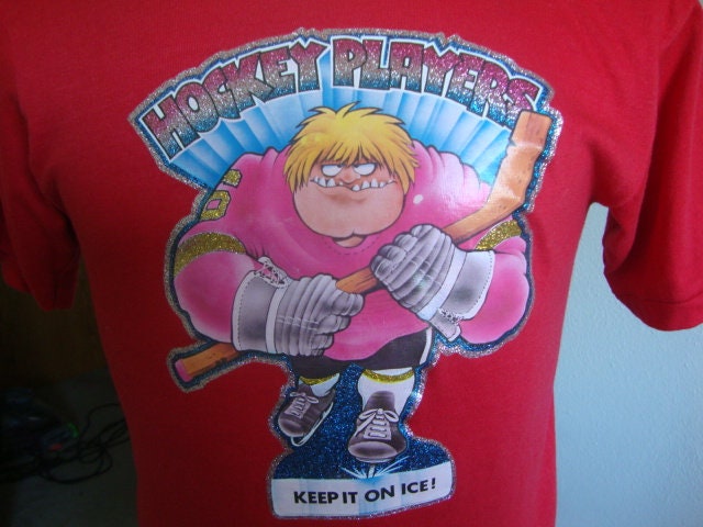 Vintage 8039s Hockey Players Keep It On Ice 7 Red Iron On T Shirt Size M Graphic Tee – Soft Feel · Trending Graphic Apparel