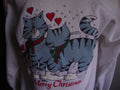 Vintage 9039s Merry Christmas Cats White Crew Neck Sweatshirt Size M Sweatshirt – Aesthetic Look · Must-Have Style