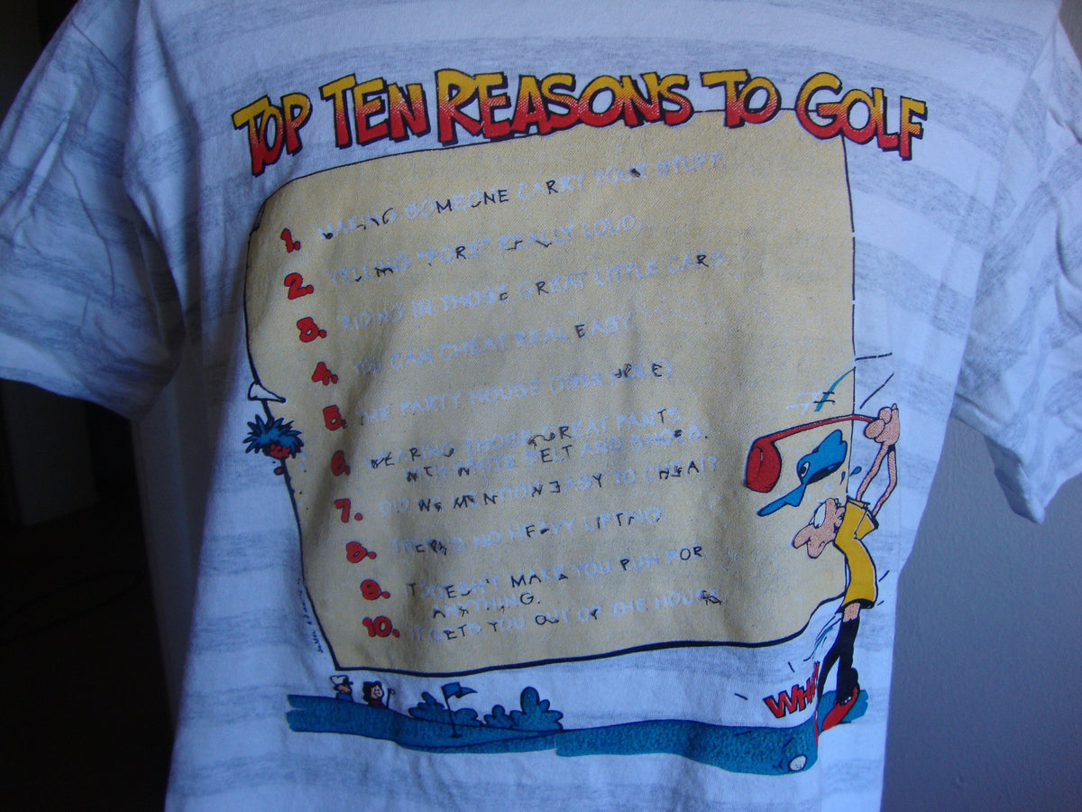 Vintage 9039s Top 10 Reasons To Golf Funny White T Shirt Size L Graphic Tee – Easygoing Wear · Must-Have Style