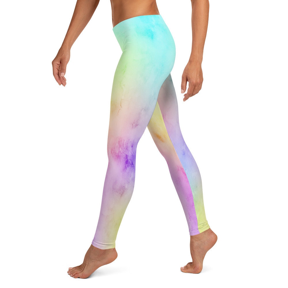 Pink Yellow Blue Purple Pastel Rainbow Leggings for Women Great for Everyday Wear Fitness Workout and Yoga Graphic Tee – Fan Favorite · Top Pick For Any Outfit