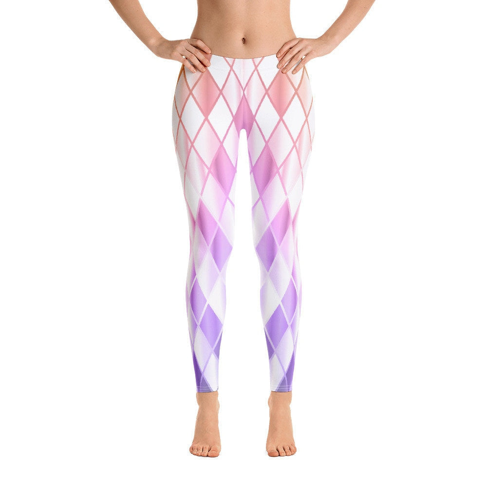 Pink Purple Gold Diamond Geometric Pattern Leggings for Women Great for Comfortable Everyday Wear Fitness Workout or Yoga Graphic Tee – Soft Feel · Great Gift For Fans