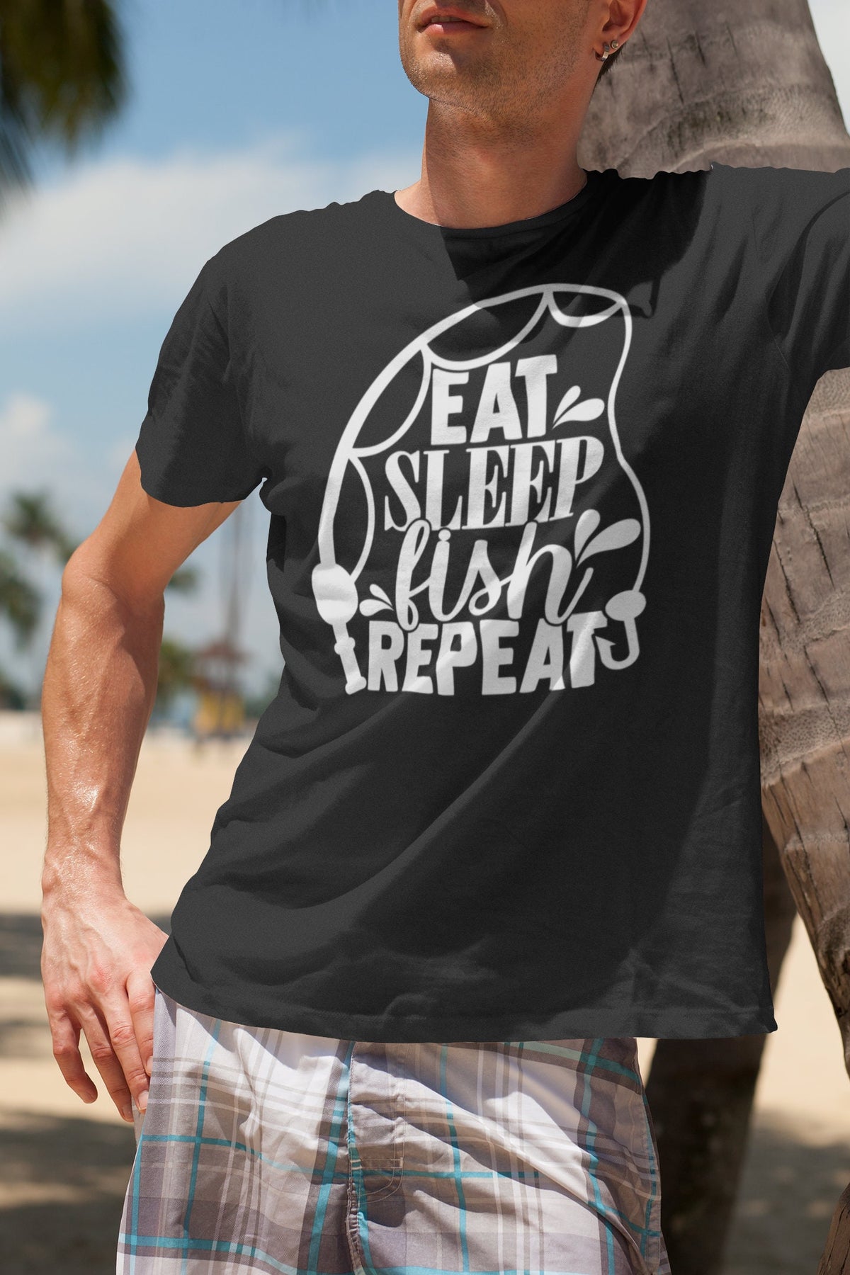 Birthday Gifts For Dad Men Mens Fishing T Shirt Eat Sleep Fish Repeat Fishing TShirt Sea Fishing Graphic Tee – Easygoing Wear · Perfect For Daily Wear