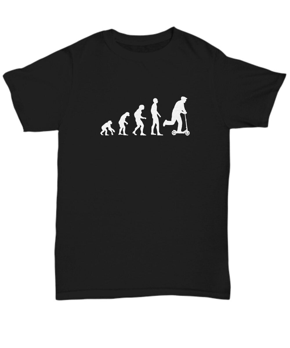 Funny Scooter Shirt Scooter Gifts Present For Scooter Rider Evolution of Humanity Unisex Tee Graphic Tee – Everyday Comfort · Trending Graphic Apparel