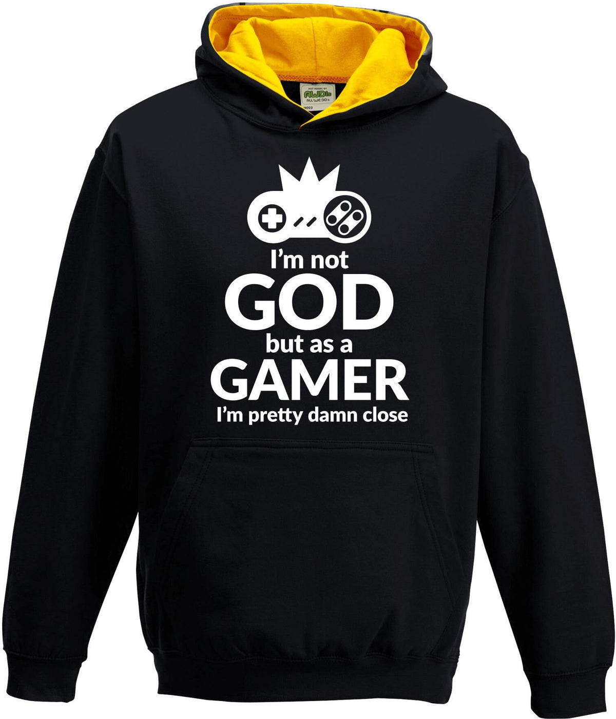 Gaming Hoodie Im Not God But As A Gamer Retro Gaming Hooded Sweatshirt for Travel College Festival Gift for Gamers Friends Dad Hoodie – Everyday Comfort · High-Quality Print