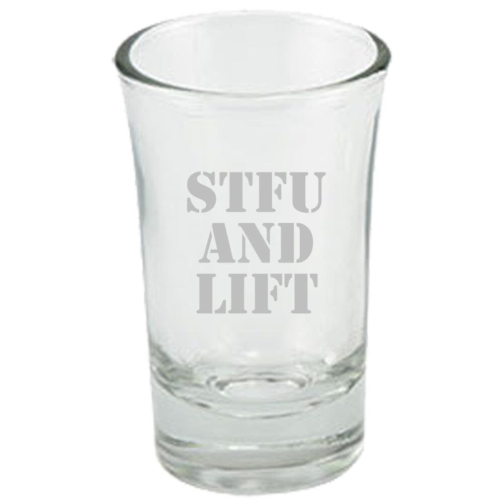 Funny Weight Lifting Shot Glass Bodybuilding Gift Idea STFU And Lift Present For Bodybuilder Graphic Tee – Cozy Vibes · Perfect For Daily Wear