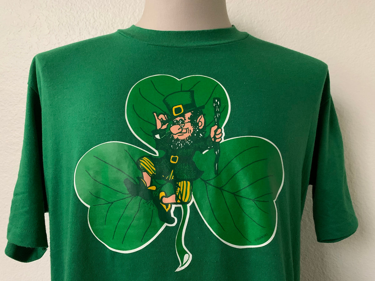 Vintage 8039s Three Leaf Clover Irish Leprechaun st Patricks day Green T Shirt Size XL Graphic Tee – Bold Style · Trending Graphic Apparel