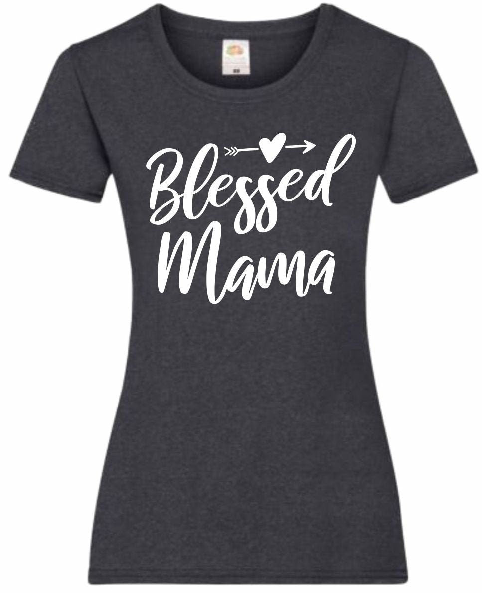 Mothers Day Gifts Gift For Mum Blessed Mama Ladyfit Heather TShirt Gifts For Mum Gifts For Mam Mothers Day Gift Mothers Day Tshirt Graphic Tee – Aesthetic Look · Perfect For Daily Wear