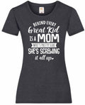 Mothers Day Gifts Gift For Mum Behind Every Great Kid Ladyfit Heather TShirt Gifts For Mum Gifts For Mam Mothers Day Gift Mothers Day Tshirt Graphic Tee – Easygoing Wear · Great Gift For Fans