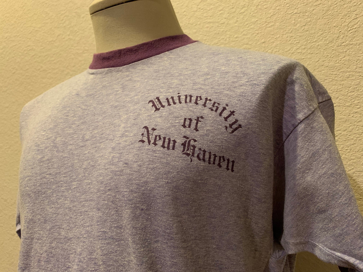Vintage 8039s University of New Haven Connecticut Purple Ringer T Shirt Size L Graphic Tee – Premium Graphic · High-Quality Print