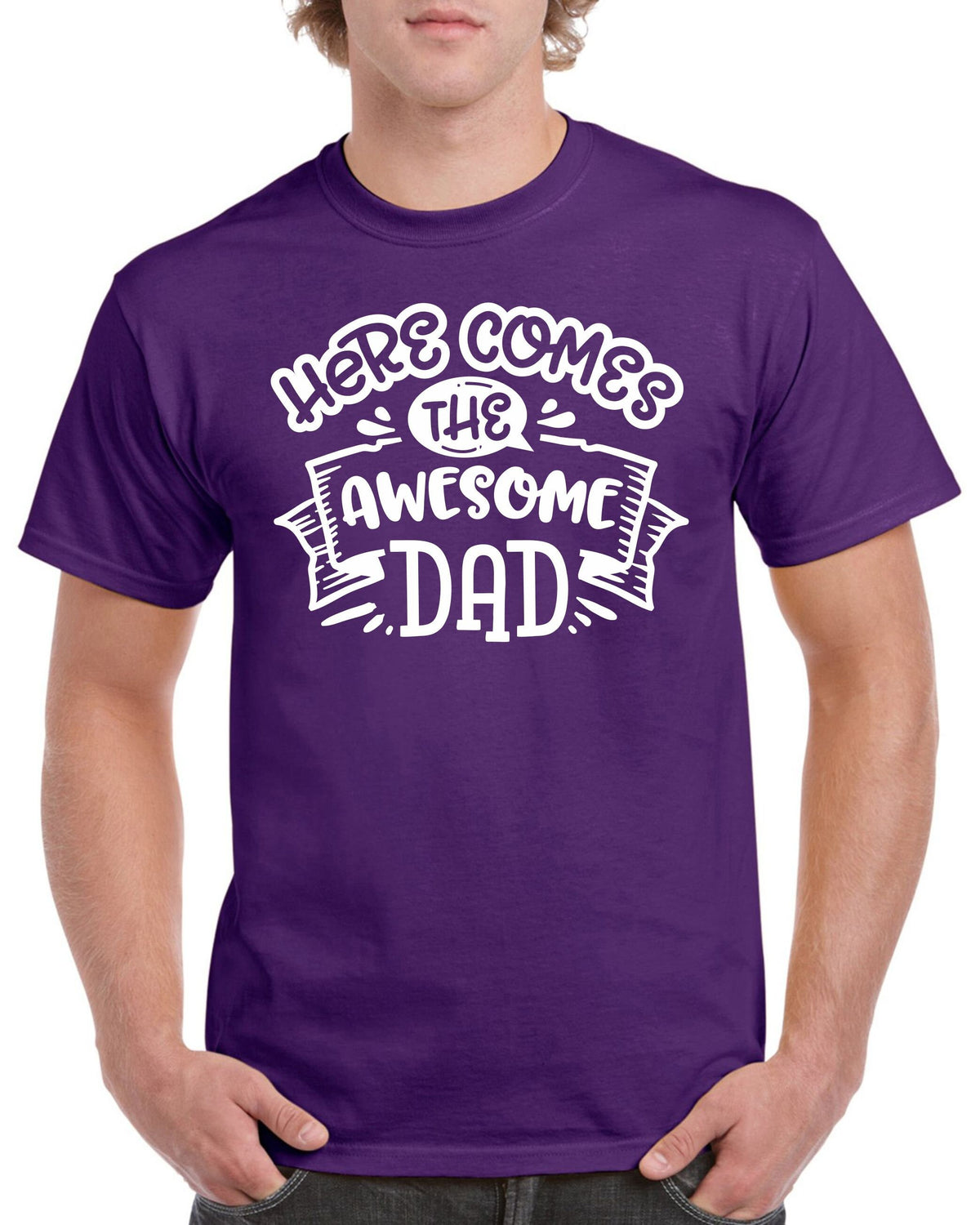 Fathers Day Gifts For Dad Men Birthday Gift For Dad Here Comes The Awesome Dad Birthday T Shirt For Dad Fathers Day Present Graphic Tee – Aesthetic Look · Great Gift For Fans