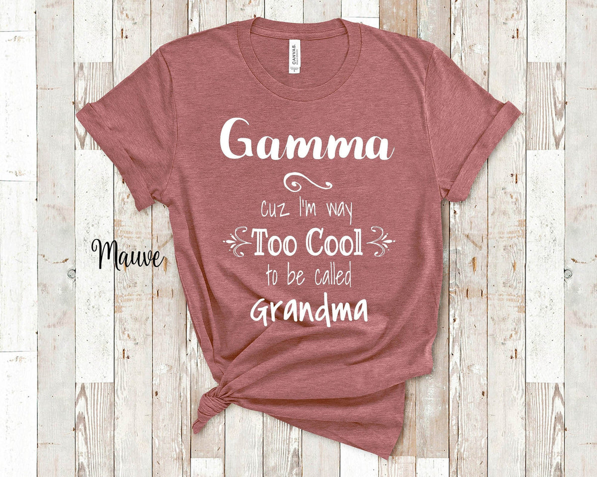 Too Cool Gamma Grandma Tshirt Special Grandmother Gift Idea for Mother39s Day Birthday Christmas or Pregnancy Reveal Announcement Graphic Tee – Feel-Good Design · Perfect For Daily Wear