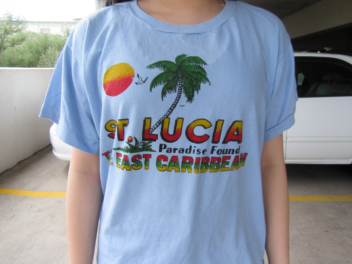 Vintage 80s StLucia Paradise Found East Caribbean T Shirt Size M Graphic Tee – Bold Style · Must-Have Style