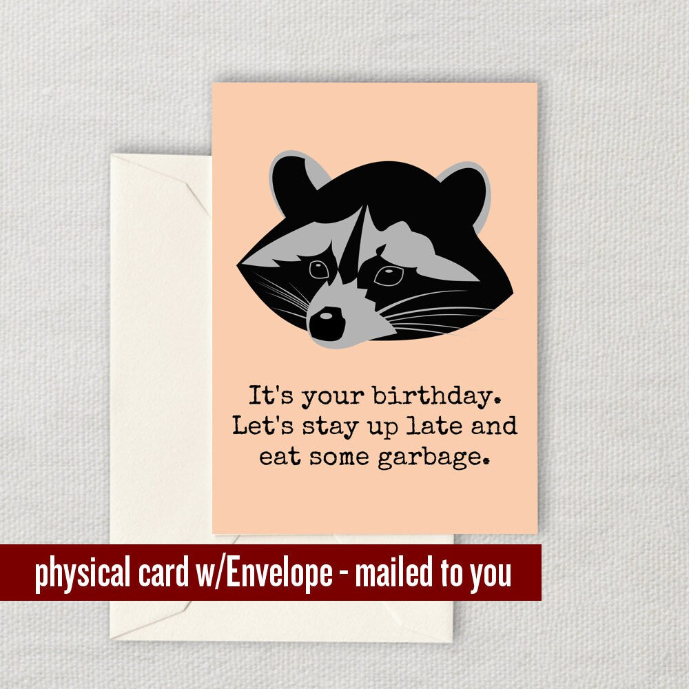 Raccoon Birthday Card Raccoon Greeting Card Raccoon Lover Gift Raccoon Cards Let39s Stay Up Graphic Tee – Cozy Vibes · High-Quality Print