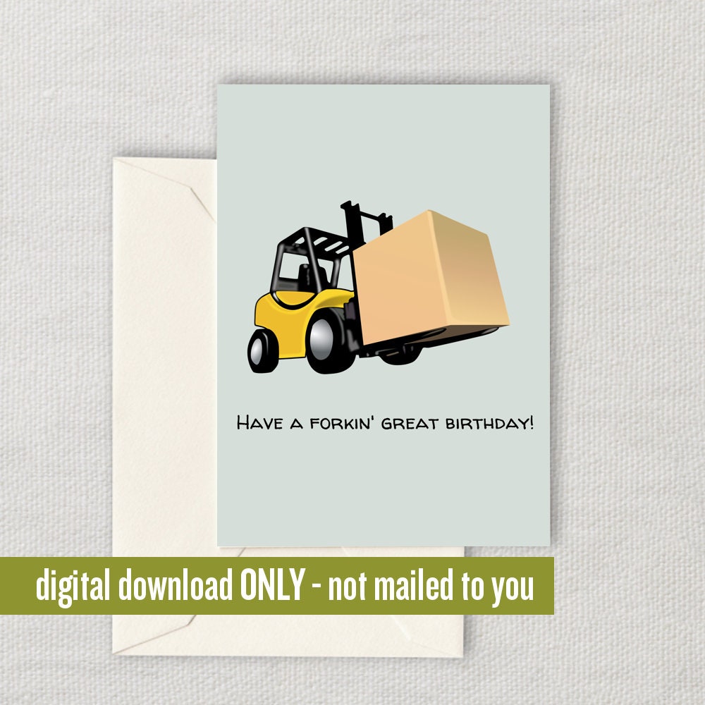 Forklift Birthday Card Forklift Operator Card Forklift Driver Card Forklift Printable Forkin Great Birthday Digital Download Graphic Tee – Everyday Comfort · Top Pick For Any Outfit