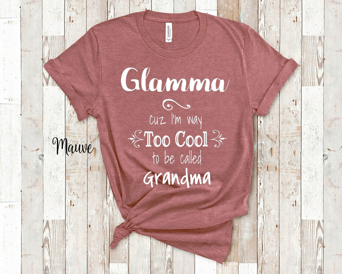 Too Cool Glamma Grandma Tshirt Special Grandmother Gift Idea for Mother39s Day Birthday Christmas or Pregnancy Reveal Announcement Graphic Tee – Bold Style · Must-Have Style