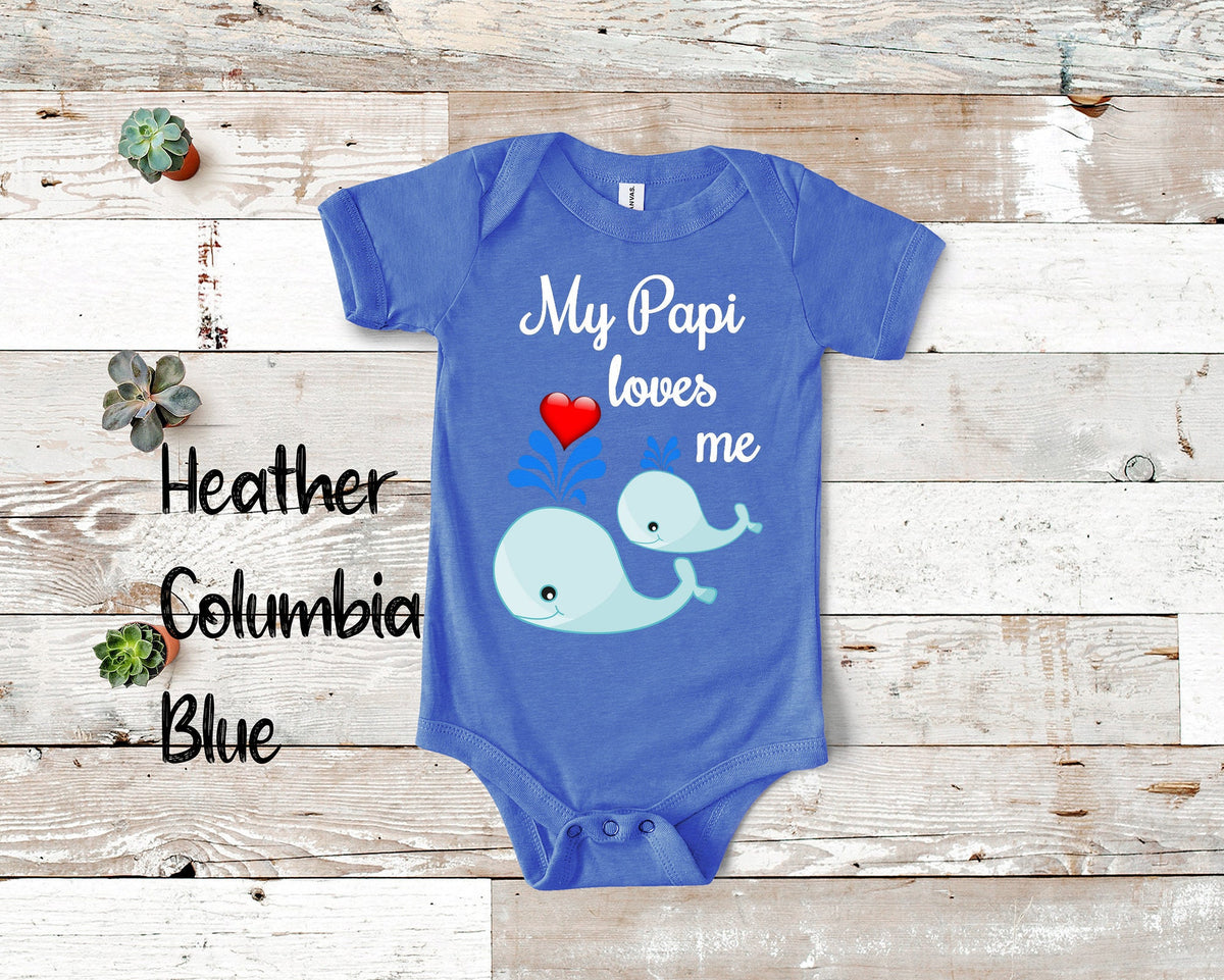 Papi Loves Me Cute Grandpa Name Whale Baby Bodysuit Unique Grandfather Gift for Granddaughter or Grandson or Pregnancy Announcement Graphic Tee – Premium Graphic · High-Quality Print