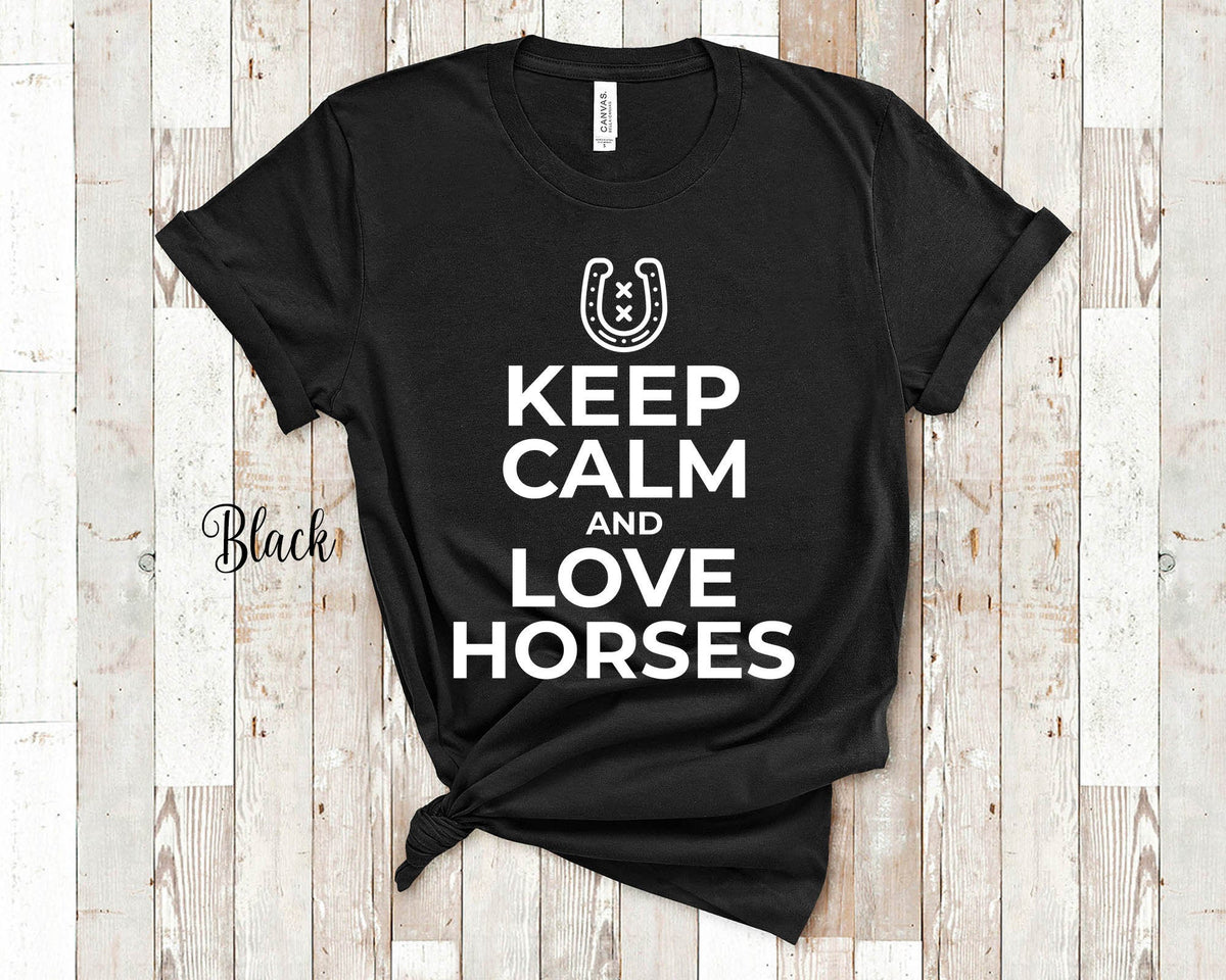 Keep Calm and Love Horses Tshirt for Horse Lovers Gifts Horse Rider Riding Equine Equestrian T Shirts for Men Women or Youth Girls Boys Graphic Tee – Warm & Stylish · Perfect For Daily Wear