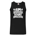 Mens Gym Tank Top Workout Top Funny Gym Vest Unisex Gym Vest Weightlifting Shirt Fitness Vest Aim Higher Squat Lower Tank Top – Warm & Stylish · High-Quality Print