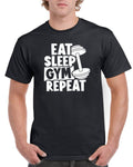 Mens Gym T Shirt Workout Top Funny Gym TShirt Unisex Gym TShirt Weightlifting Shirt Fitness TShirt Eat Sleep Gym Repeat Graphic Tee – Feel-Good Design · Perfect For Daily Wear