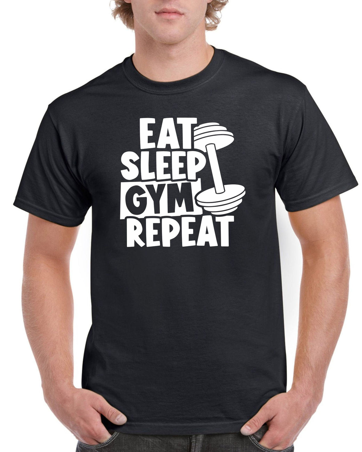 Mens Gym T Shirt Workout Top Funny Gym TShirt Unisex Gym TShirt Weightlifting Shirt Fitness TShirt Eat Sleep Gym Repeat Graphic Tee – Feel-Good Design · Perfect For Daily Wear