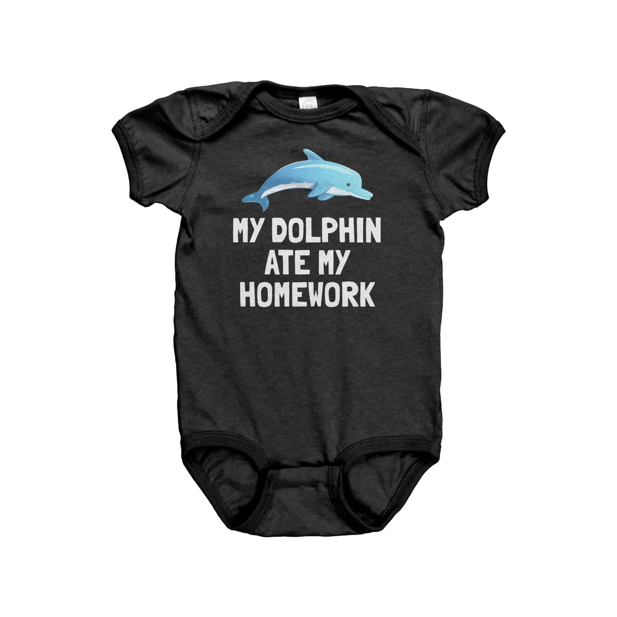 Cute Dolphin Baby Bodysuit Dolphin Baby Onepiece Dolphin Baby Gift My Dolphin Ate My Homework Baby Shower First Birthday Graphic Tee – Bold Style · Trending Graphic Apparel