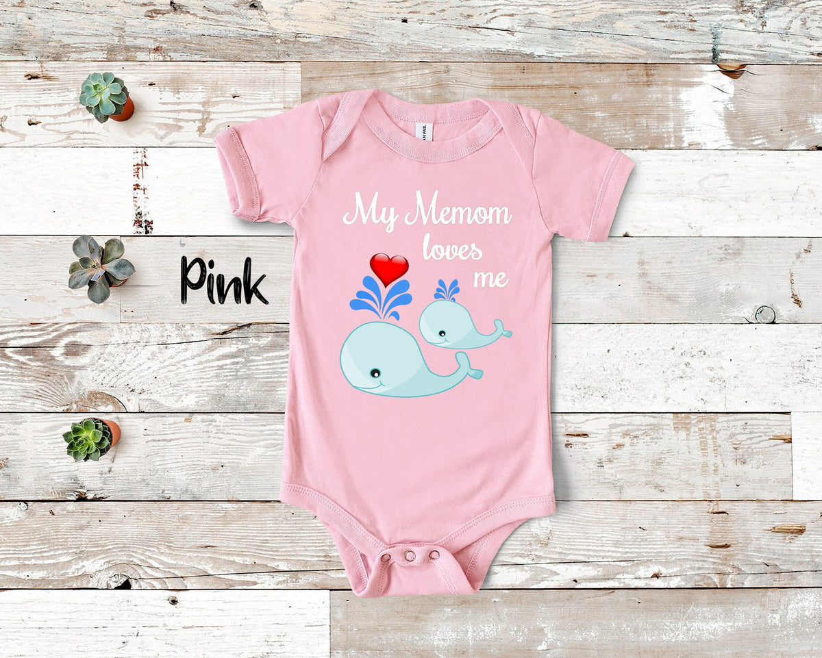 Memom Loves Me Cute Whale Baby Bodysuit Tshirt or Toddler Shirt Special Grandmother Gift or Pregnancy Reveal Announcement Graphic Tee – Warm & Stylish · Must-Have Style