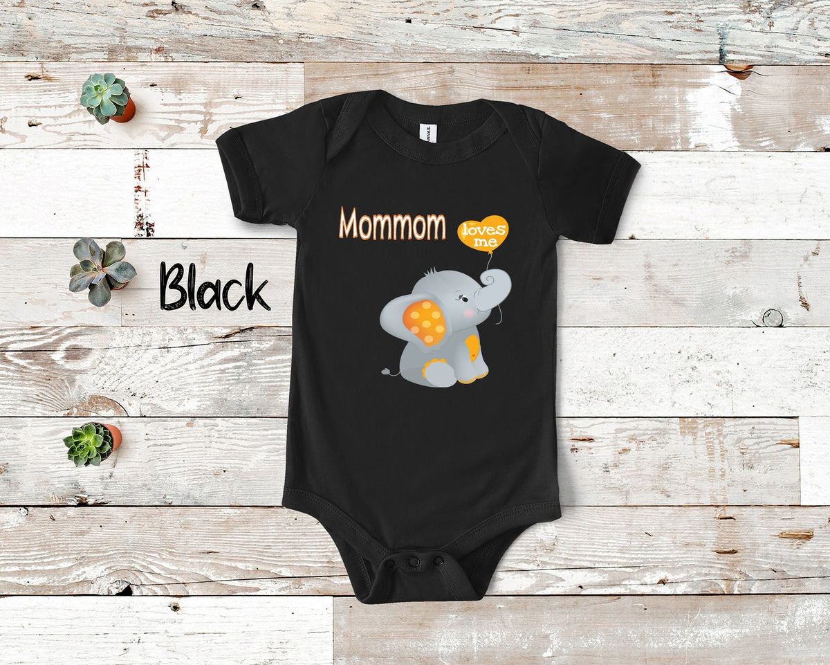 Mommom Loves Me Cute Grandma Name Elephant Baby Bodysuit Tshirt or Toddler Shirt Special Grandmother Gift or Pregnancy Reveal Announcement Graphic Tee – Soft Feel · Trending Graphic Apparel